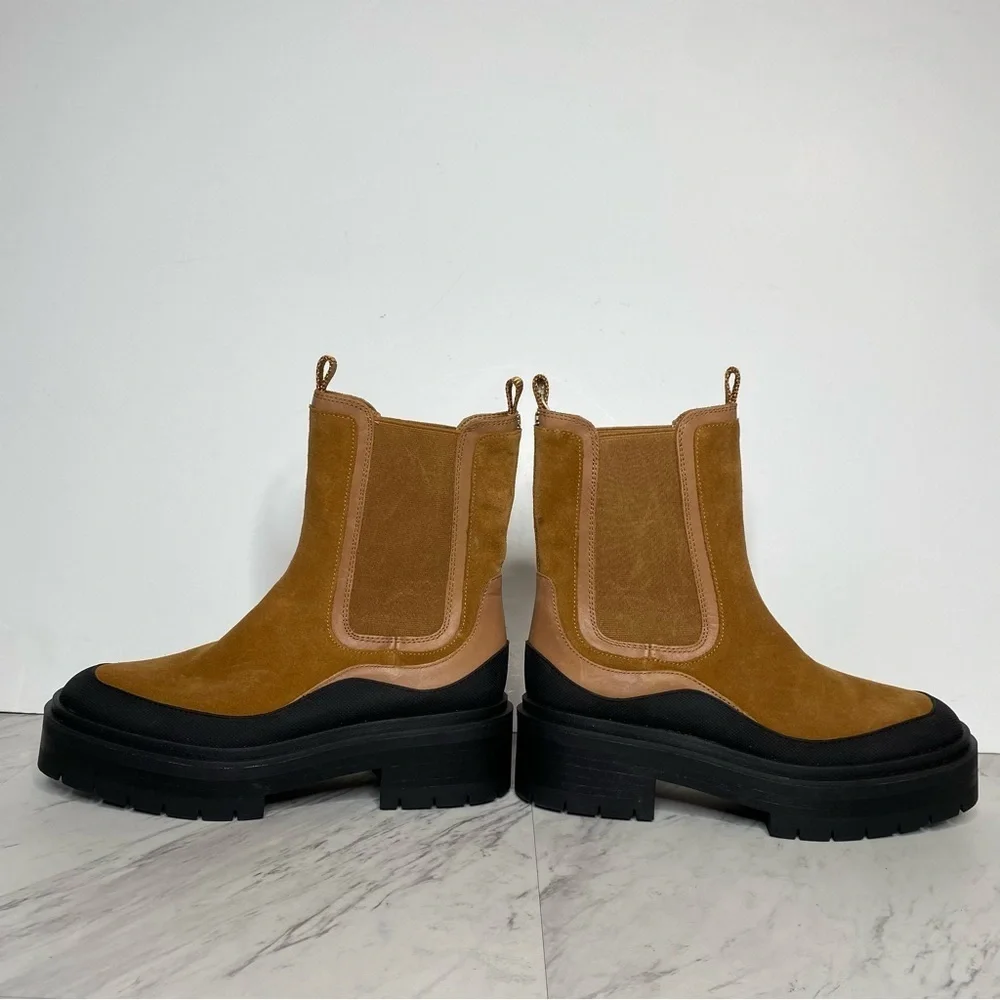 New! Sam Edelman Lulia Brown Suede Lug Sole Chelsea Boot 7 1/2 M